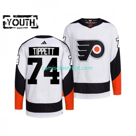 Camiseta Philadelphia Flyers OWEN TIPPETT 74 Adidas 2022 Reverse Retro Branco Authentic - Criança
